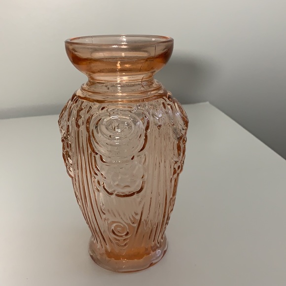 Other - French Hyacinth Vase Pink/Salmon Pressed Glass